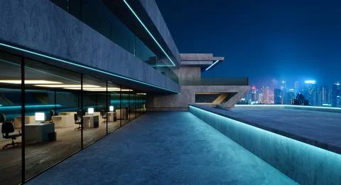 Contemporary square shape design modern Architecture building exterior Ilustração Stock