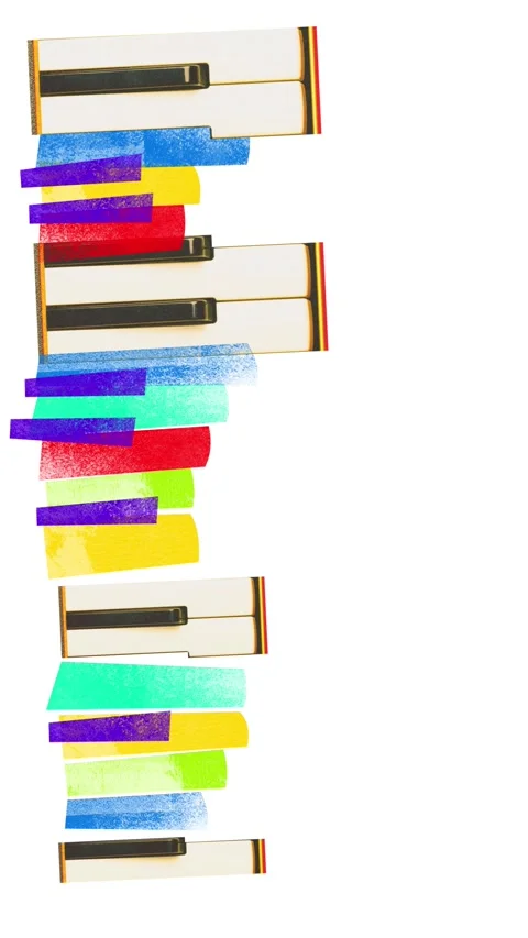 Contemporary stop motion. Animation. Abstract colorful piano keys in vertical Stock Footage 277680998
