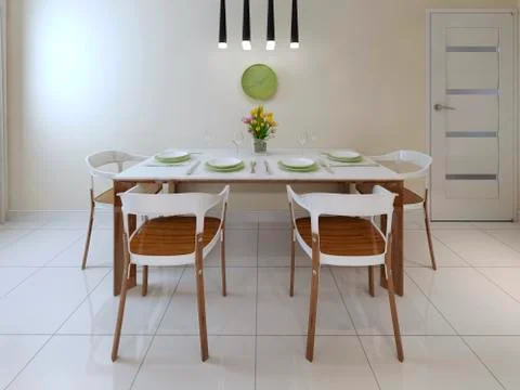 Contemporary style dining table Stock Illustration