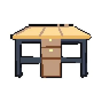 Contemporary table dining pixel art vector illustration Illustrazione stock