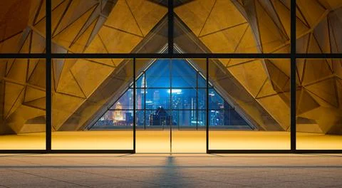Contemporary triangle shape design modern Architecture building exterior Ilustração Stock