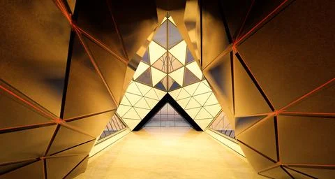 Contemporary triangle shape design modern Architecture building interior Ilustração Stock