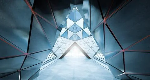 Contemporary triangle shape design modern Architecture building interior Ilustração Stock