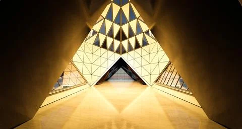 Contemporary triangle shape design modern Architecture building interior Ilustração Stock