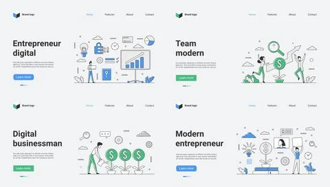 A contemporary web template designed for digital entrepreneurs featuring a 스톡 일러스트