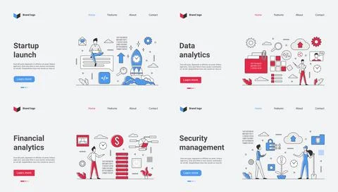 A Contemporary Web Template for Launching Startups, Data Analytics Solutions Stock Illustration
