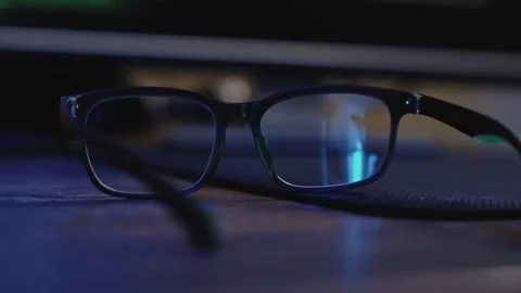 Contemporary workstation. Code lines fill computer monitors. Software. Stock Footage 313402289