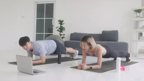 Contemporary young active couple Video stock 248585799