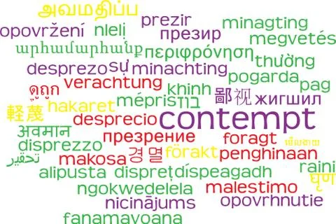 Contempt multilanguage wordcloud background concept Illustrazione stock