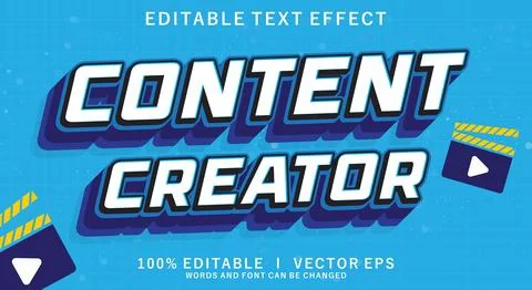 Conten creator vector text effect with modern style design Stock Illustration