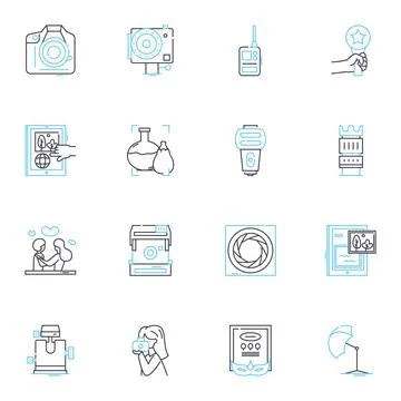Content ads linear icons set. Marketing, Advertising, Creativity, Engagement Stock Illustration