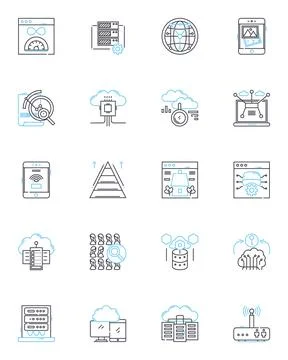 Content advertising linear icons set. Promotion, Marketing, Advertisement Stock Illustration