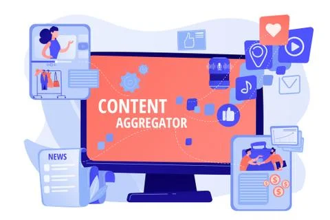Content aggregator concept vector illustration Illustrazione stock