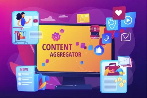 Content aggregator concept vector illustration Illustrazione stock