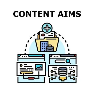 Content aim creation and digital marketing strategy development Stock Illustration