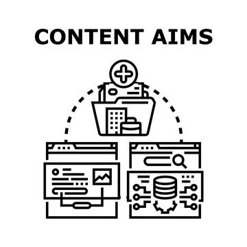 Content aim creation and digital marketing strategy development Stock Illustration