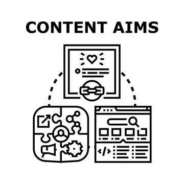 Content aims optimizing strategy promoting digital marketing Stock Illustration