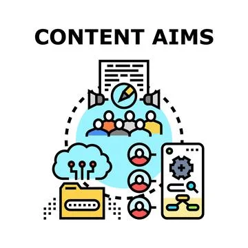 Content aims targeting audience with digital strategy Stock Illustration