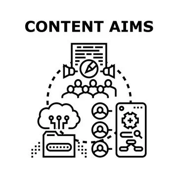 Content aims targeting audience with digital strategy Illustrazione stock
