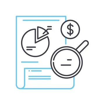 Content analysis line icon, outline symbol, vector illustration, concept sign Stock Illustration
