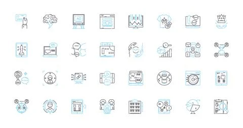 Content analytics linear icons set. Insights, Optimization, Engagement Stock Illustration