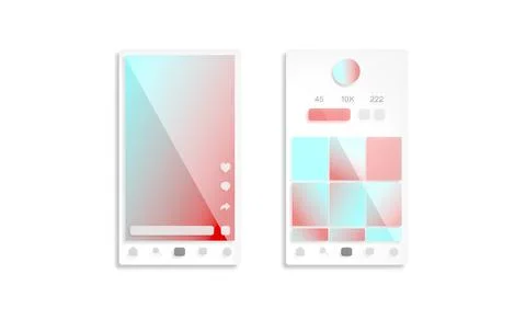 Content and profile grid interface frame mockup set, isolated Stock Photos