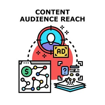 Content audience reach strategy digital marketing concept Stock Illustration