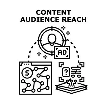 Content audience reach strategy digital marketing concept Stock Illustration