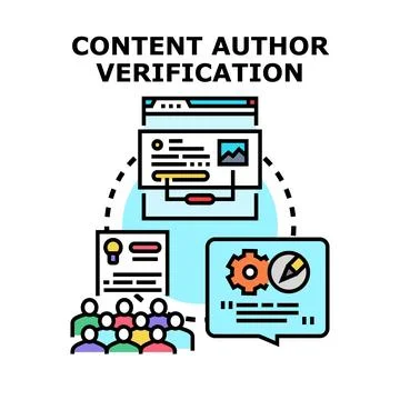 Content author verification digital publishing process Stock Illustration
