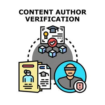 Content author verification process and digital authorship Stock Illustration