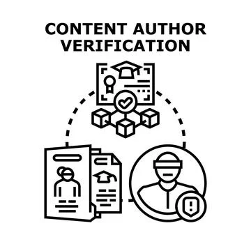 Content author verification process and digital authorship Illustrazione stock