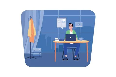 Content Author Writing A Creative Article Stock Illustration