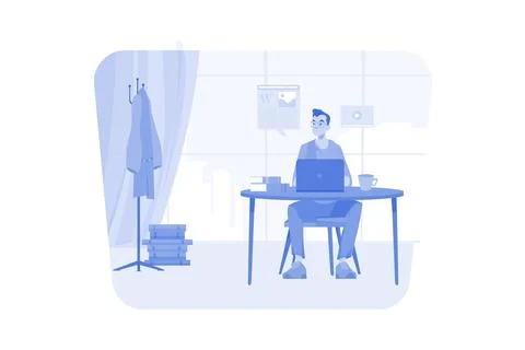 Content Author Writing A Creative Article Stock Illustration