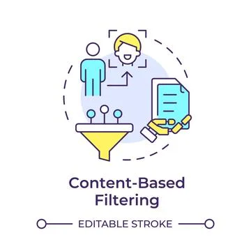 Content-based filtering multi color concept icon Stock Illustration