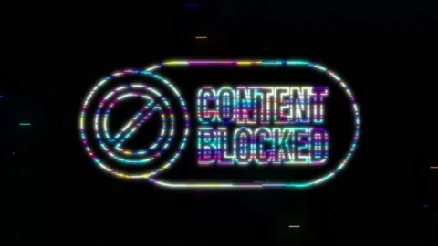 Content blocked label. Glitch style. Motion Graphic Stock Footage 169303529