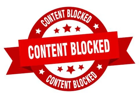 Content blocked round ribbon isolated label. content blocked sign Illustrazione stock