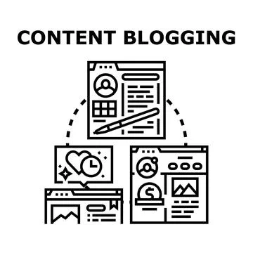 Content blogging process creating engaging digital content Stock Illustration