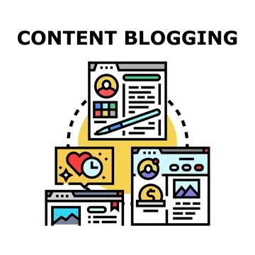 Content blogging process creating engaging digital content Stock Illustration