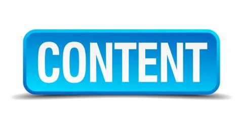 Content blue 3d realistic square isolated button Stock Illustration