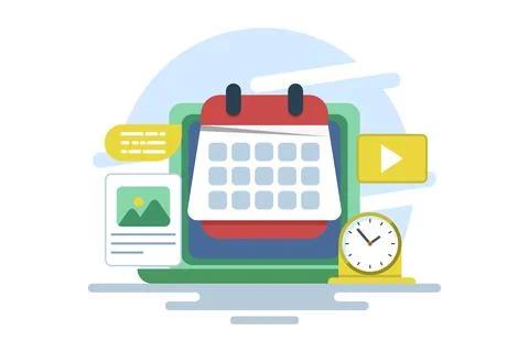 Content Calendar Concept or content planning, social media content. Stock Illustration