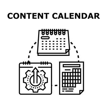 Content calendar planning optimizing content strategy managing schedule proce Stockillustratie