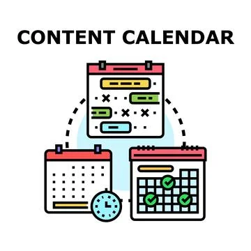 Content calendar vector concept organizing digital marketing planning Stockillustratie
