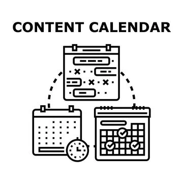 Content calendar vector concept organizing digital marketing planning Stock Illustration