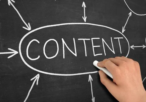 Content chalkboard write concept 3d illustration Illustrazione stock