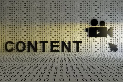 CONTENT concept text sunlight 3D illustration Stock Illustration