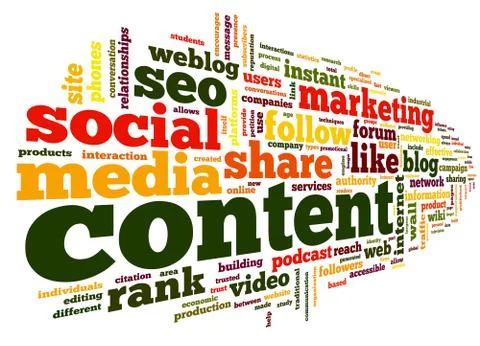 Content conept in word tag cloud Illustrazione stock
