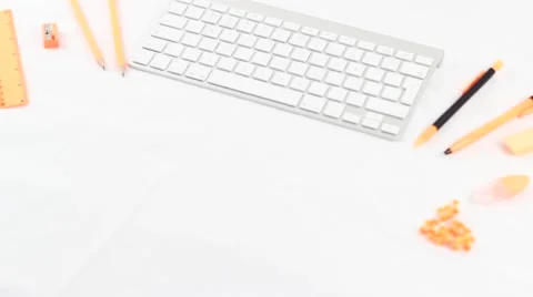 Content CreaFlatlay styled desktop keyboard flatlay Stock Footage 68709932
