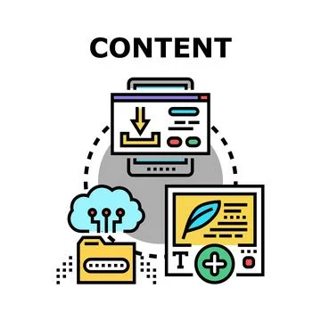 Content creating, managing, downloading, and uploading process Stock Illustration
