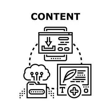 Content creating, managing, downloading, and uploading process Stock Illustration