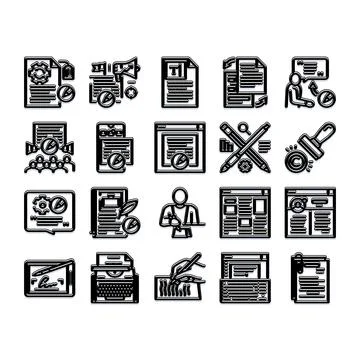 Content creating writing editing publishing blogging icons イラスト素材